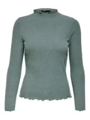 Geripptes Top mit Rüschenhals.