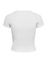 Weißes T-Shirt mit Rüschensaum