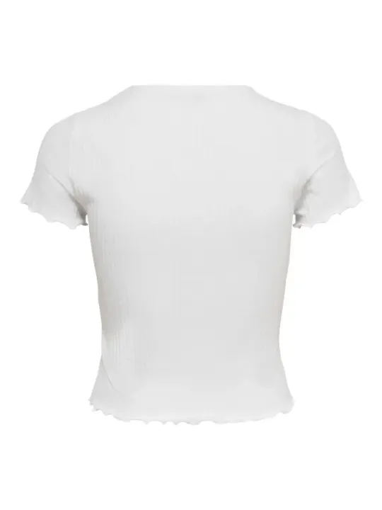 Weißes T-Shirt mit Rüschensaum