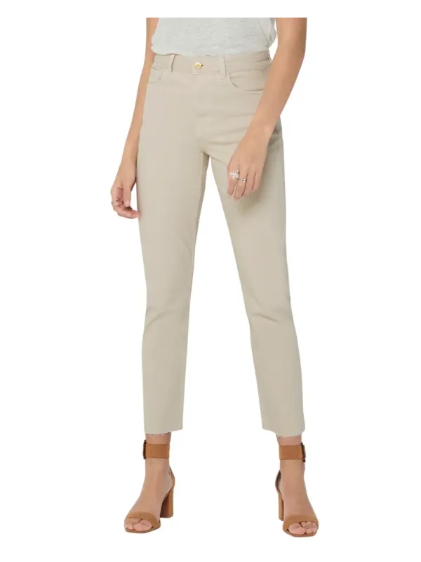 Khaki Damen Cropped Straight Leg Hose