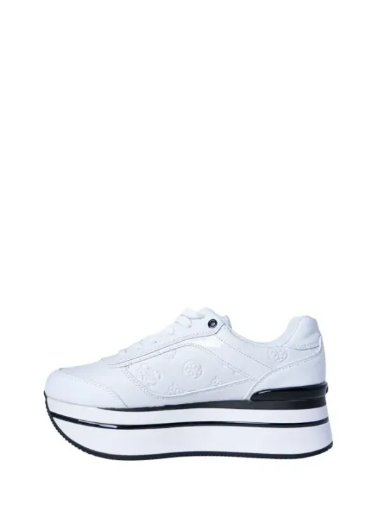 Weiße geprägte Plattform Sneaker Guess