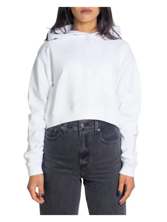 Weiße Cropped Hoodie mit Jeans