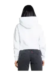 Weiße Cropped-Hoodie mit Finger-Motiv