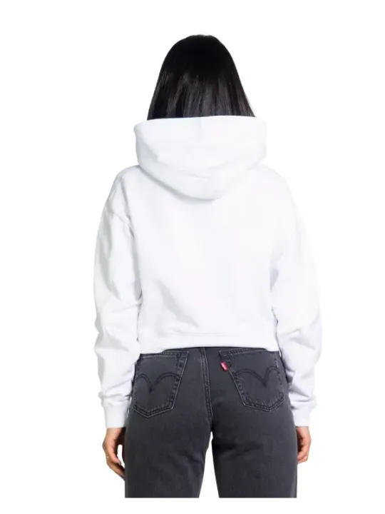 Weiße Cropped-Hoodie mit Finger-Motiv