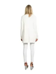 Weißer Damen-Strickpullover mit V-Ausschnitt