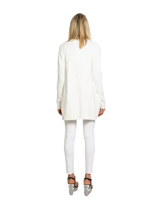 Weißer Damen-Strickpullover mit V-Ausschnitt