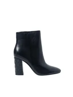 Schwarze Leder Guess Stiefeletten mit Absatz
