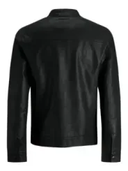 Schwarze Lederjacke klassisches Design