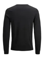 Schwarzer Strickpullover mit Rundhalsausschnitt