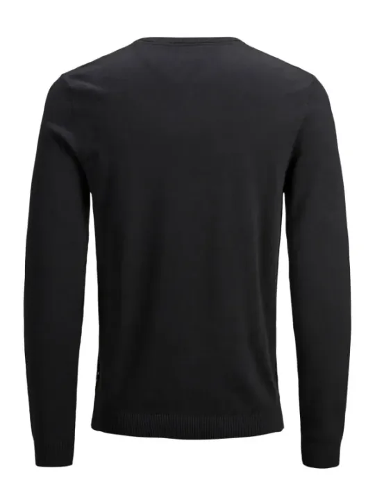 Schwarzer Strickpullover mit Rundhalsausschnitt