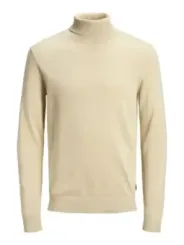 Cremefarbener Rollkragenpullover aus Strick