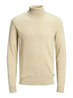 Cremefarbener Rollkragenpullover aus Strick
