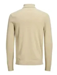 Cremefarbener Strickpullover mit Rollkragen