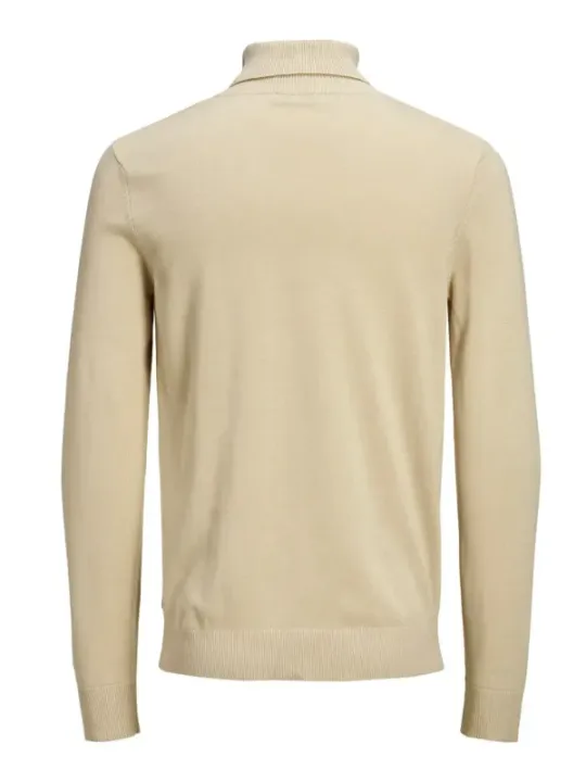 Cremefarbener Strickpullover mit Rollkragen