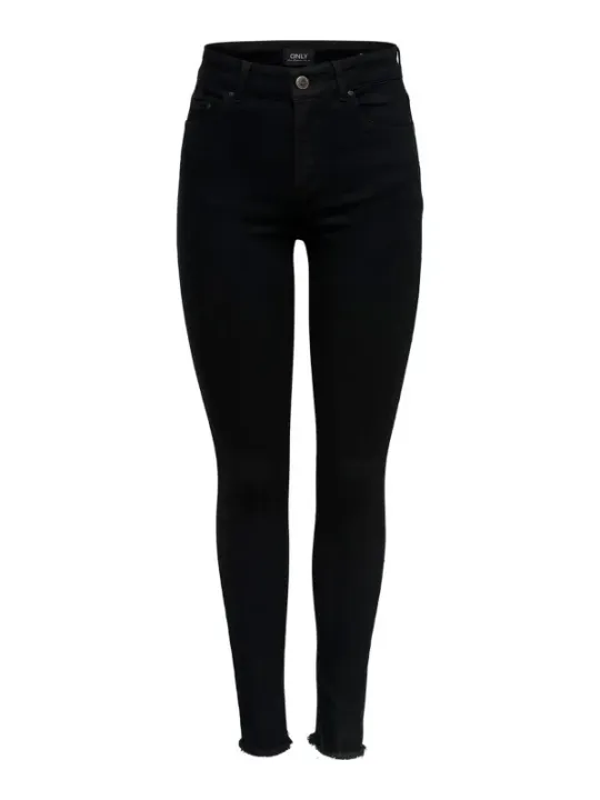Schwarze Skinny-Jeans mit Fransen