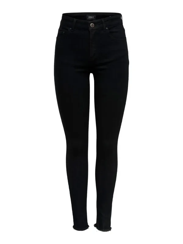Schwarze Skinny-Jeans mit Fransen