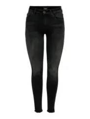 Schwarze Skinny-Jeans mit Fransen
