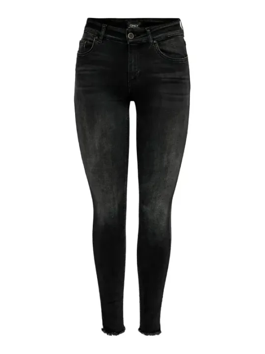 Schwarze Skinny-Jeans mit Fransen