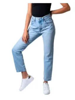 Helle, geschnittene Jeans mit geradem Bein