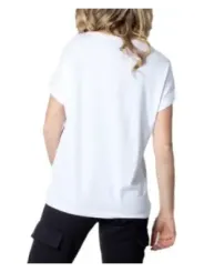 Weißes Baumwoll-T-Shirt mit Schulterpolstern