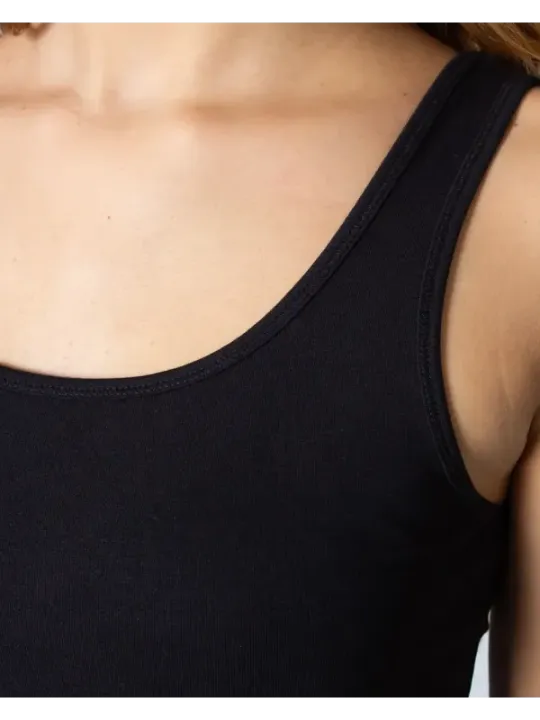 Ärmelloses Rippstrickoberteil U-Ausschnitt