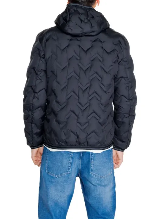 Leichte blaue Herren-Steppjacke mit Kapuze