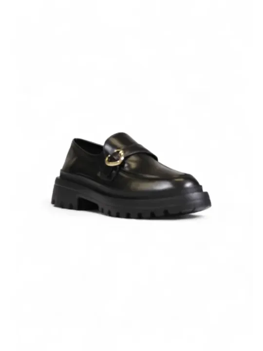 Schwarzer Leder Loafer mit Riemen