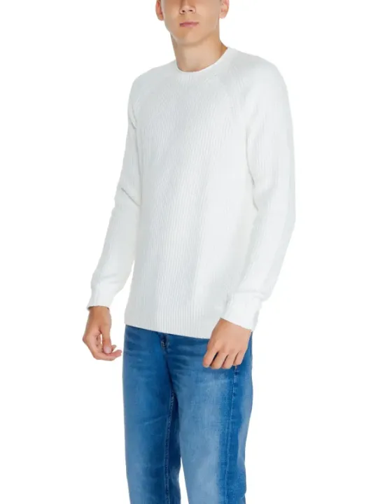 Weißes geripptes Calvin Klein Pullover