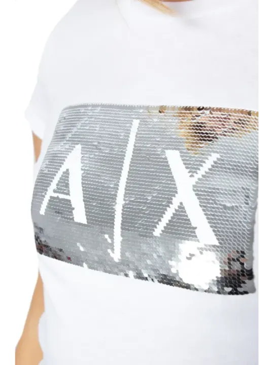 Weißes AX-Sequin Armani Exchange T-Shirt