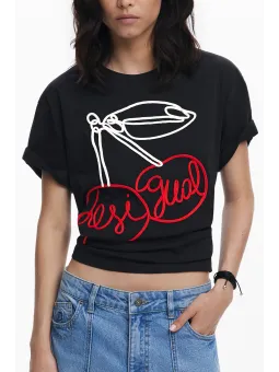 Desigual Damen KURZARM-T-SHIRT Schwarz | online kaufen