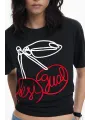 Desigual Damen T-Shirt Schwarz mieten | Flex-Fashion Verleih