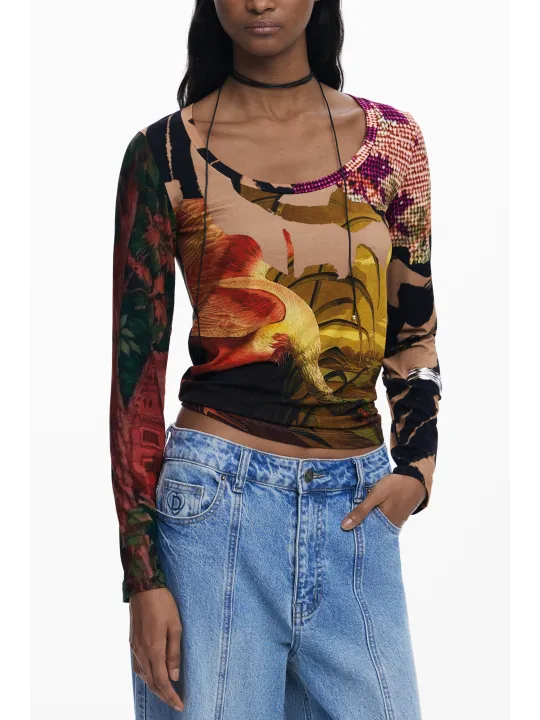 Desigual Damen T-Shirt Braun mieten | Flex-Fashion Verleih