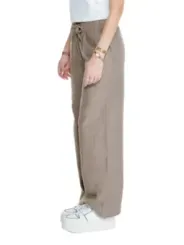 Beige Leinenhose mit weitem Bein