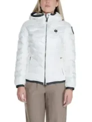 Weiße Blauer Damen Pufferjacke