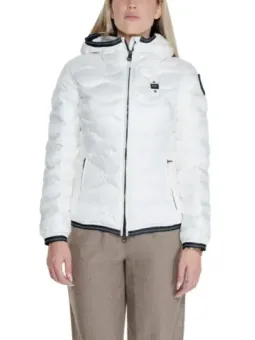 Weiße Blauer Damen Pufferjacke