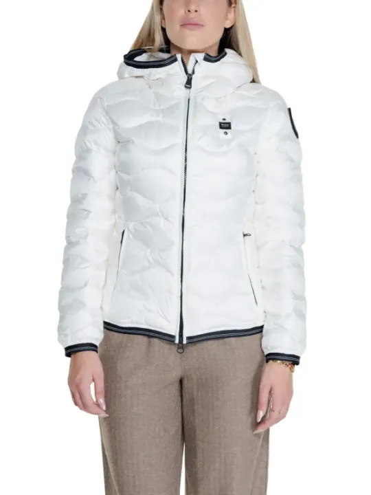 Weiße Blauer Damen Pufferjacke