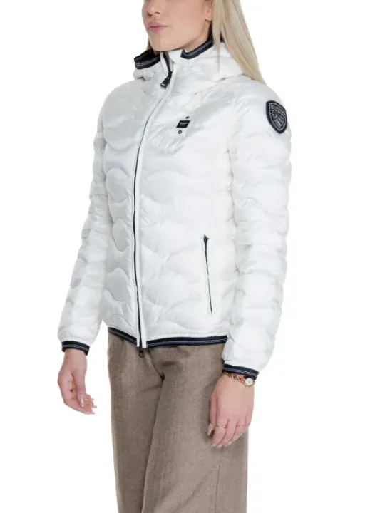 Weiße Blauer Damen Pufferjacke