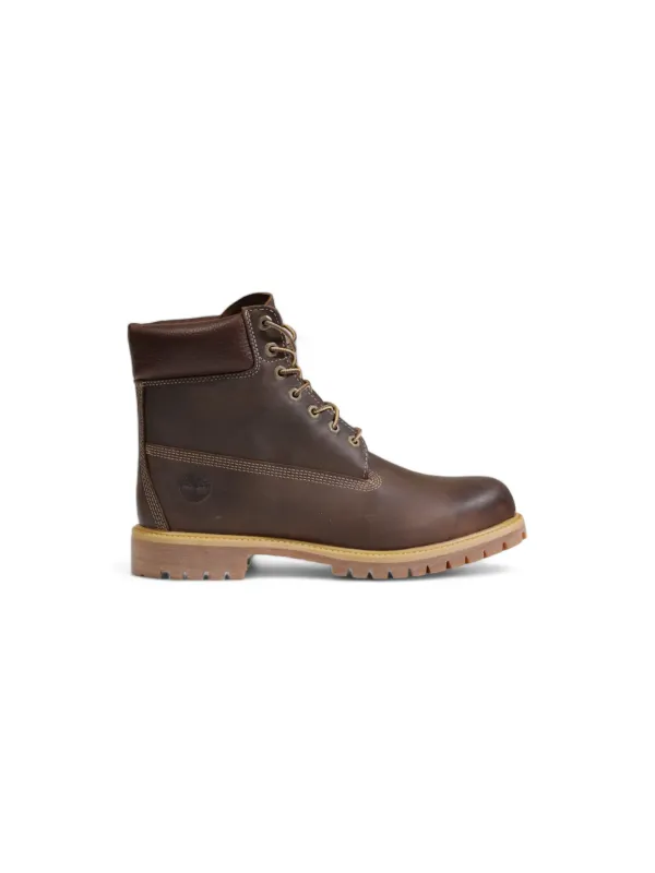Braune Timberland Lederstiefel Seitenansicht