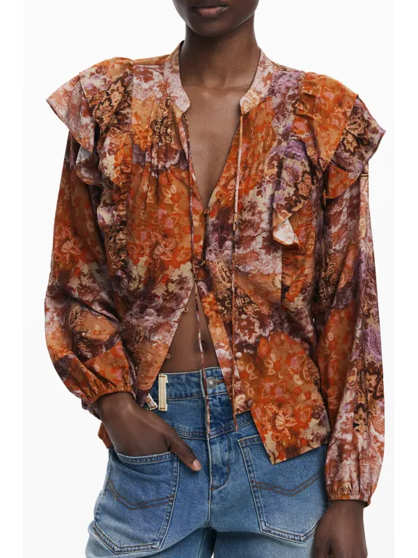Desigual Damen Langarmshirt Orange leihen - Flex-Fashion