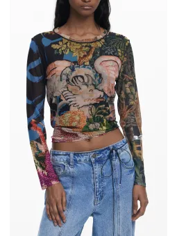 Desigual Damen Langarmshirt Schwarz mieten | Flex-Fashion