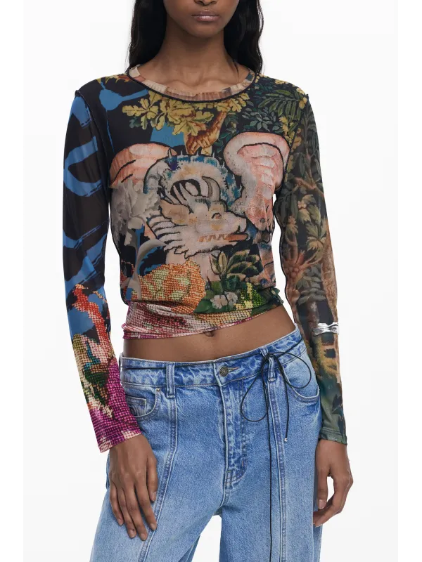 Desigual Damen Langarmshirt Schwarz mieten | Flex-Fashion