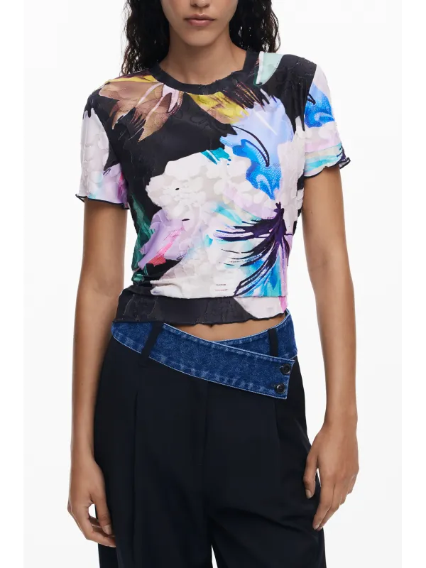 Desigual Damen KURZARM-T-SHIRT Schwarz | online kaufen