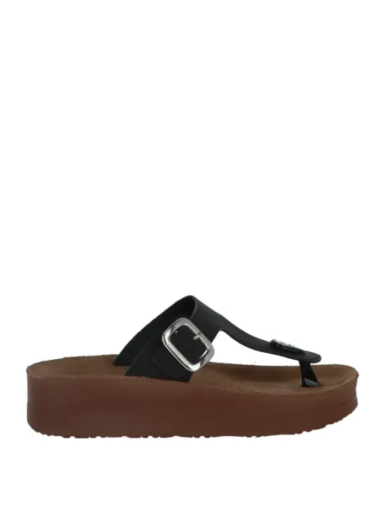 Schwarze Lederriemen Sandale mit Schnalle
