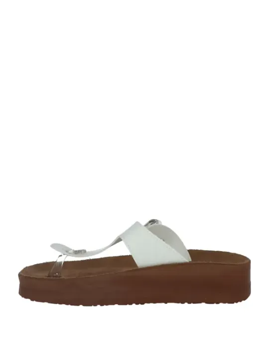 Weiße Riemchensandalen mit Silber-Schnalle