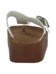 Weiße Lederriemen Plateausandalen Carrera 475399