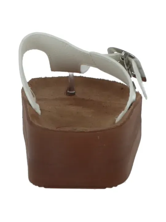 Weiße Lederriemen Plateausandalen Carrera 475399