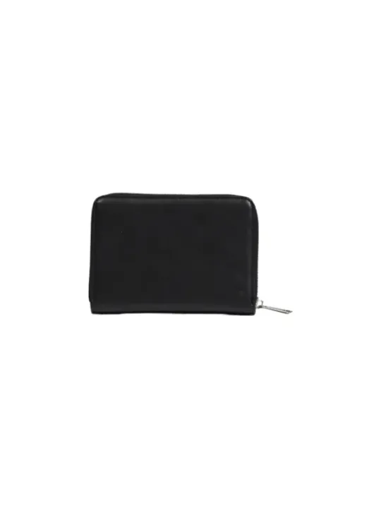 Schwarze Ledergeldbörse mit Reißverschluss