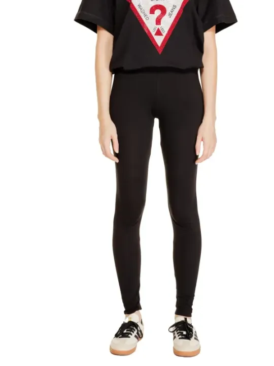 Schwarze Leggings mit rotem Dreieck