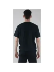 Schwarzes Tencel-T-Shirt mit Logo