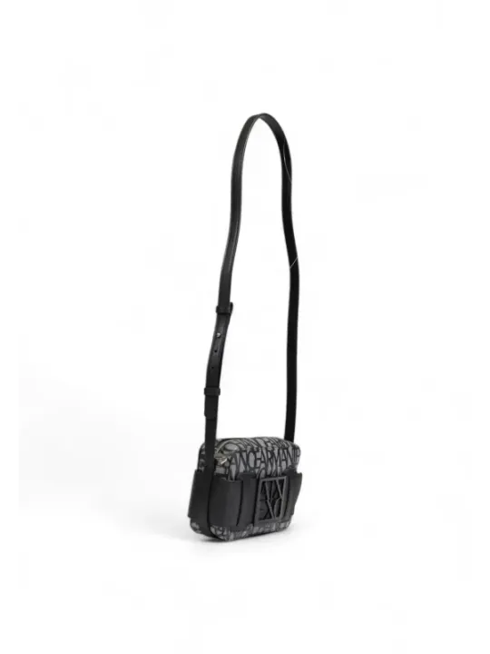 Schwarze Lederhandtasche mit Umhängeriemen